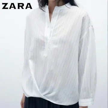 ZARA 자라 스트라이프 풀오버 셔츠 드레이프 디자인