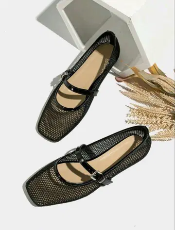 블랙 메쉬 플랫 슈즈 26cm 빅 사이즈