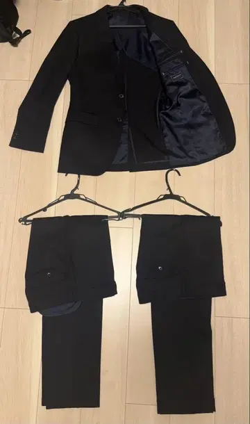 네이비 색상 비즈니스 정장 재킷과 바지 2점 세트 취업 준비용