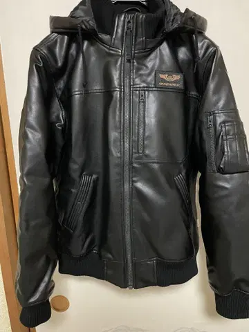 ALPHA INDUSTRIES 인조 가죽 후디드 립 자켓 L