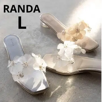 RANDA 란다 클리어 플라워 플랫 샌들 화이트