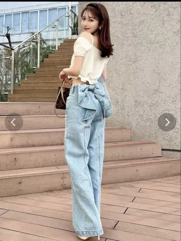 리젝시 백 리본 데님 팬츠 새상품