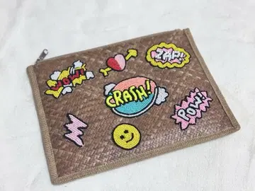 컬러풀 자수 브라운 클러치백