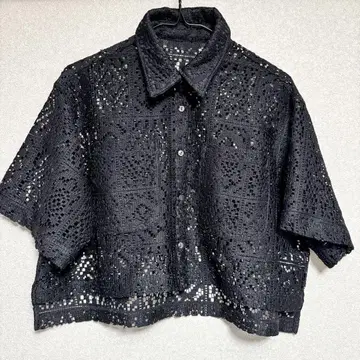 [새상품급] W closet 시스루 짜임 옷깃 가디건 반팔