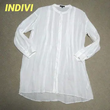 INDIVI 인디비 린넨 셔츠 블라우스 화이트 긴팔 38 M