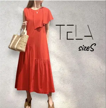 TELA 플레어 슬리브 원피스 S 레드