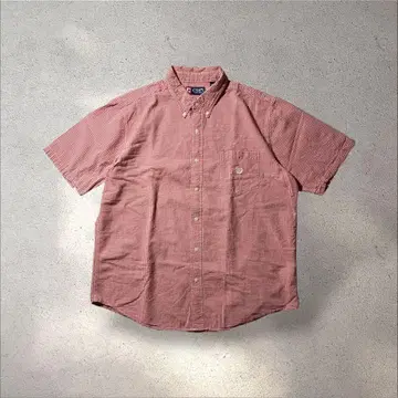 90s CHAPS 랄프 로렌 시어서커 체크 셔츠 빨간색 미니 체크 XL