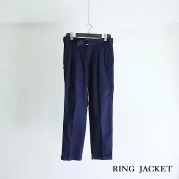 RING JACKET 코튼 린넨 벨트 트라우저 네이비 48
