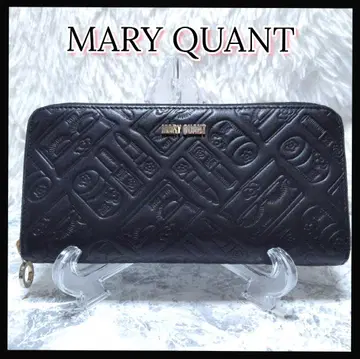 새상품급 MARY QUANT 장지갑 화장품 패턴 엠보 가죽 블랙 올 패턴