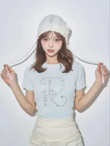 Darich 다리치 DR 비쥬 리브 니트 탑 SAX