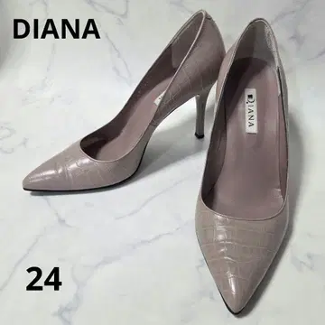 컨디션 최상 다이애나 DIANA 악어 엠보싱 스틸레토 펌프스 24cm