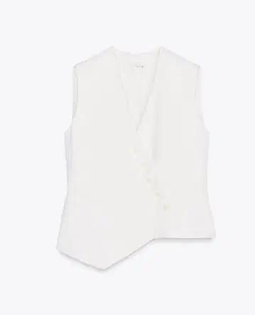 ZARA 비대칭 베스트 화이트 에크루 XS