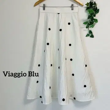 Viaggio Blu*도트 플레어 스커트 비아지오 블루 롱 스커트