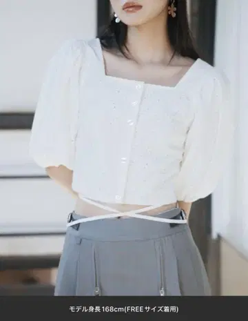 프론트 버튼 레이스 퍼프 탑 봄옷 여름옷