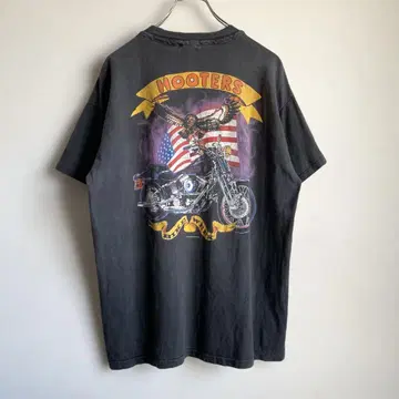 90년대 USA HOOTERS Bike Week 프린트 티셔츠 페이드