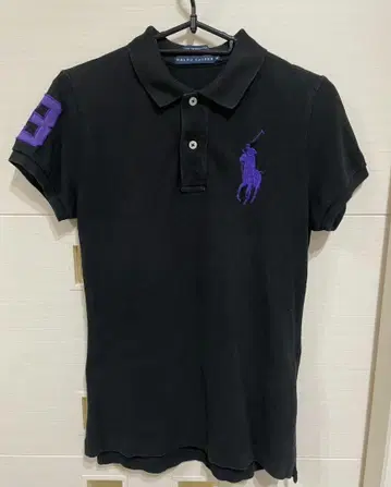 Ralph Lauren 스키니 피케 셔츠 M 블랙 빅 포니