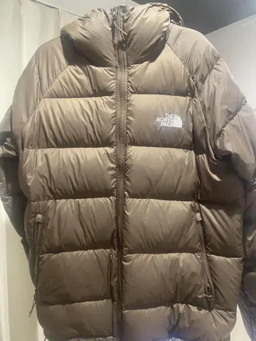 THE NORTH FACE 후드 부착 다운 자켓 브라운
