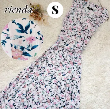 rienda 오픈 카라 셔츠 원피스 올 패턴 꽃무늬 핑크 프론트 오픈 S