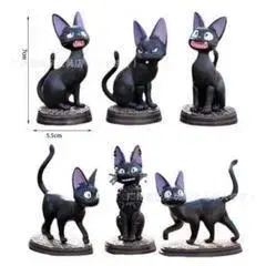 검은 고양이 피규어 세트 5개 높이 5.5cm