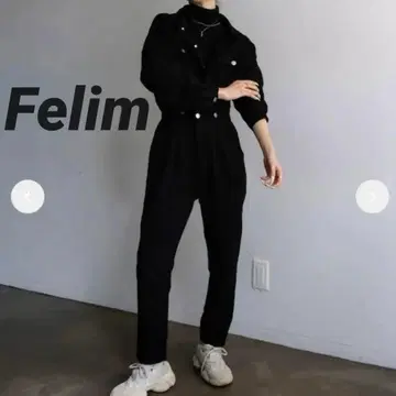 Felim 데님 점프 수트 블랙