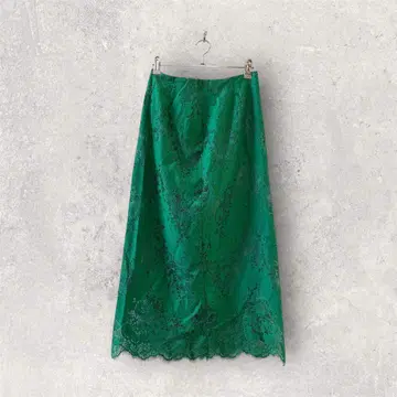 Spick&Span 그린 레이스 무릎 아래 스커트