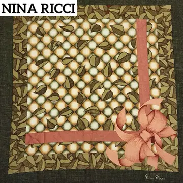 NINA RICCI 스카프 대형 리본 리프 모스그린
