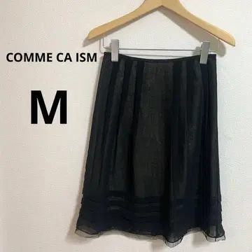 COMME CA ISM 컴사 이즘 시스루 플레어 스커트 블랙 M