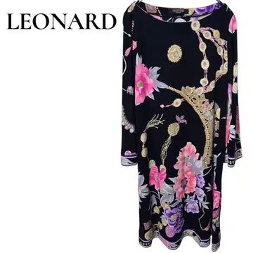 LEONARD 레오나르 무릎 기장 꽃무늬 원피스 캔캔 소재 L