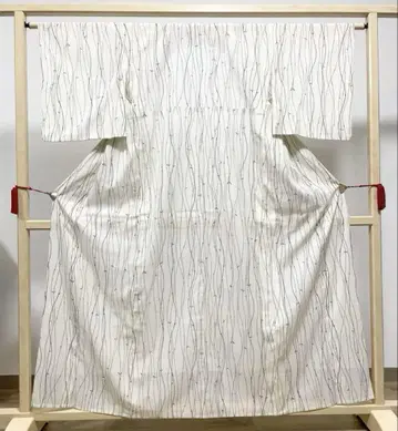 A 여름 아이템 대나무 무늬 화이트 화학 섬유 명주 코몬 기모노