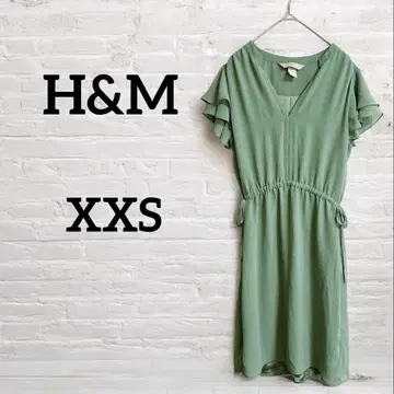 당일 발송!! H&MUS [ XXS ] 반팔 무릎 기장 원피스 그린