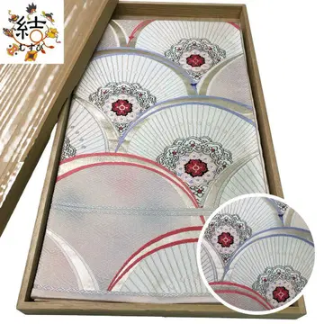 MO-3409 후쿠로 오비 꽃 무늬 세이가이하 무늬 연한 벚꽃색 은실