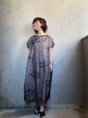 기모노 리메이크/오시마 명주/원피스/포켓 부착/느긋한