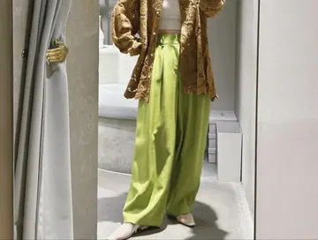AMERI SLAB TWEED OVAL WIDE PANTS S 사이즈