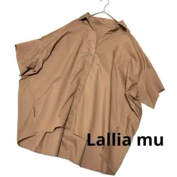 Lallia mu 라리아무 백 플리츠 셔츠 블라우스 브라운 넉넉한 스타일