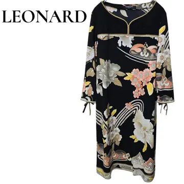 LEONARD 무릎 기장 원피스 꽃무늬 캉캉 소재 퀼팅 XL