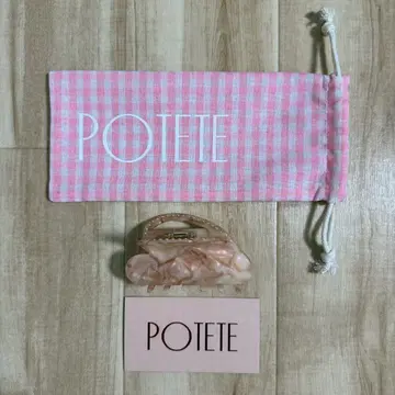 POTETE 스터드 하트 클립 코랄 진주