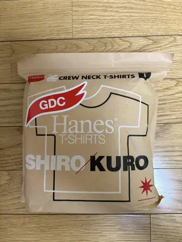 GDC Hanes T-SHIRTS SHIRO/KURO L 사이즈 2매입