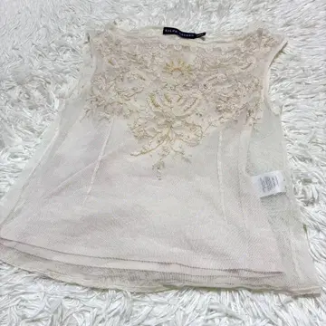 Ralph Lauren 아이보리 자수 슬리브리스