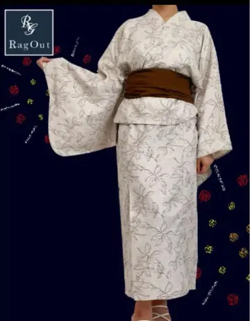 ragout 러그아웃 유카타 3세트 브라운 꽃무늬 아베일