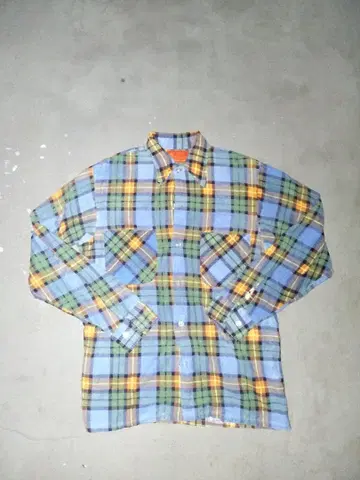 70s 빈티지 데드스탁 체크 무늬 아메카지 긴팔 셔츠