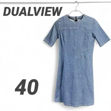 DUALVIEW 데님 블루 반팔 미니 원피스 L