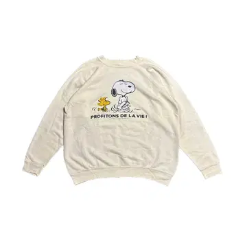 ~80년대 SNOOPY 래글런 맨투맨 옐로우 컬러 L~XL 빈티지