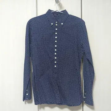 bluesdress 네이비 도트 무늬 긴팔 셔츠