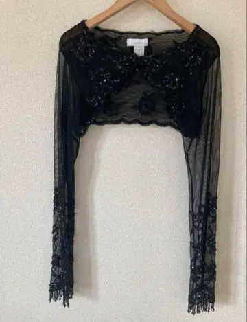 블랙 비즈 자수 긴팔 가디건 L 라모다