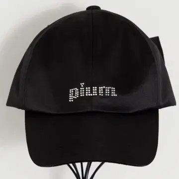 pium 백 리본 새틴 캡 블랙 블랙