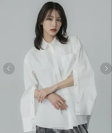 택 포함 새상품 PUBLIC TOKYO 빅 포켓 라운드 셔츠 화이트