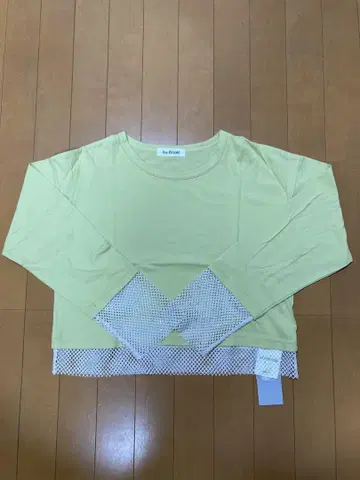Ray BEAMS 라임 긴팔 티셔츠 메쉬 절개 원사이즈
