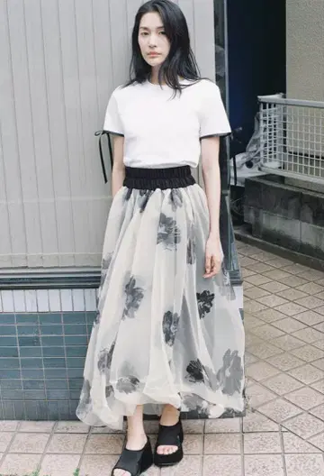 ZW COLLECTION 프린트 패턴 오간자 원피스