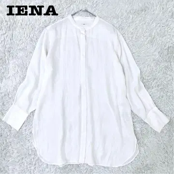 IENA 밴드 칼라 긴팔 셔츠 롱 기장 히든 버튼 광택