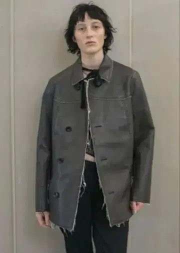 PERVERZE Washed Leather Flap Jacket 블랙